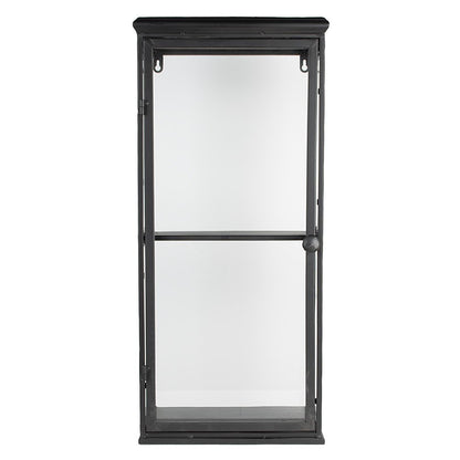 Vitrinekast 31x21x70 cm zwart ijzer glas