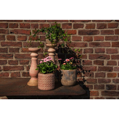 Kandelaar 14x36 cm roze keramiek