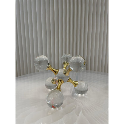 Decoratie object 15x15x15 cm glas kristal metaal zilver goud