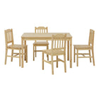 5-Piece Dining Set With Pine Table Four Chairs