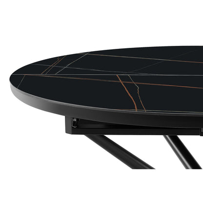 Eettafel rond 120 cm uitklapbaar zwart