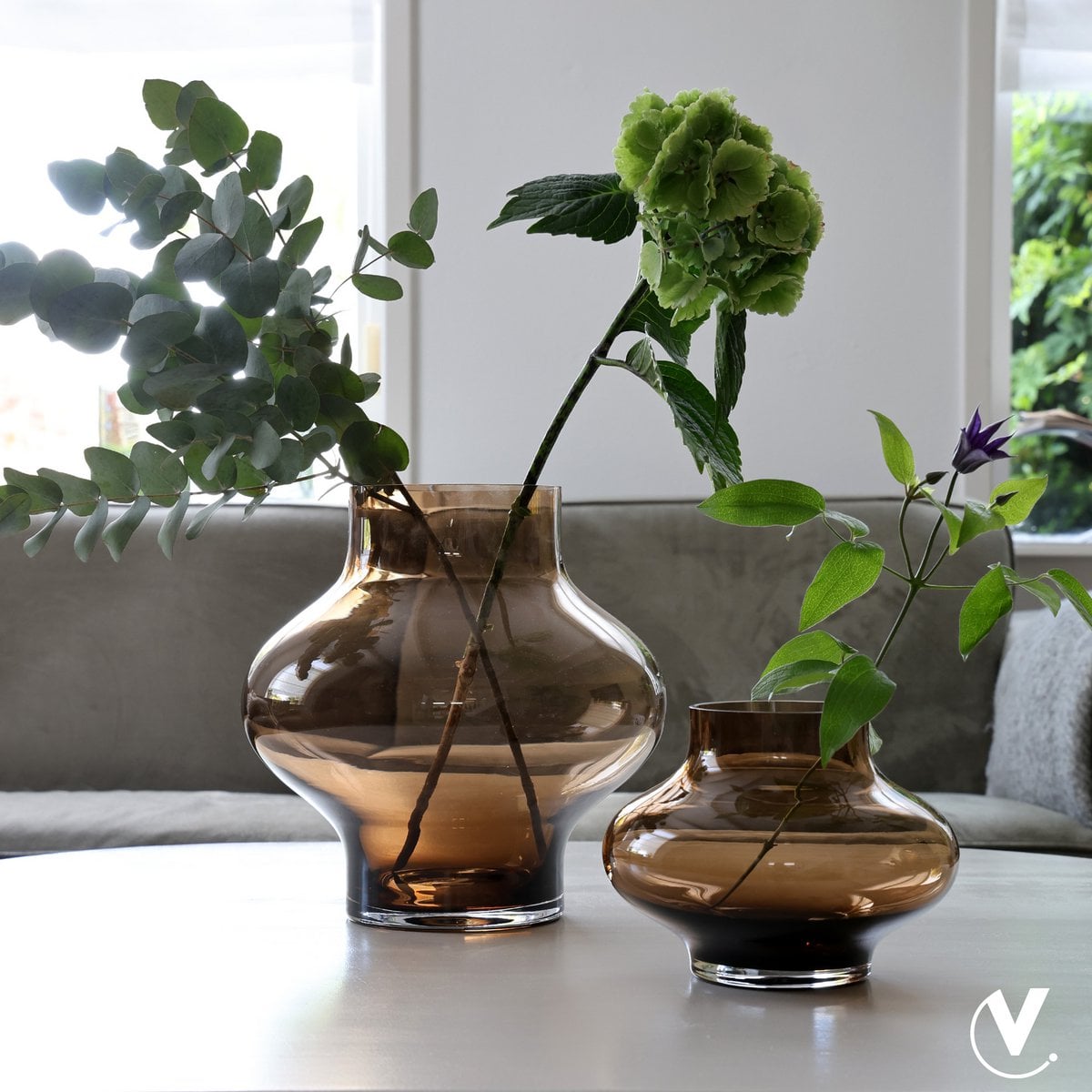 Vaas Ruvuma taupe glas Ø28 cm