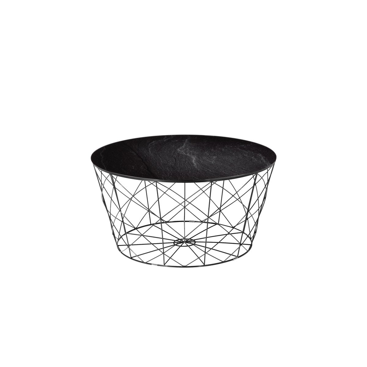 Coffee table with metal basket Ø 80 cm