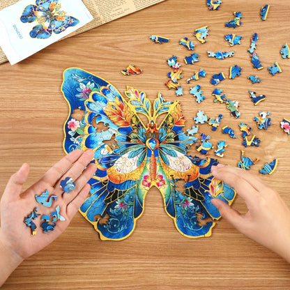 Houten legpuzzel Morpho Helena 28,8x27,6 cm berkenmultiplex