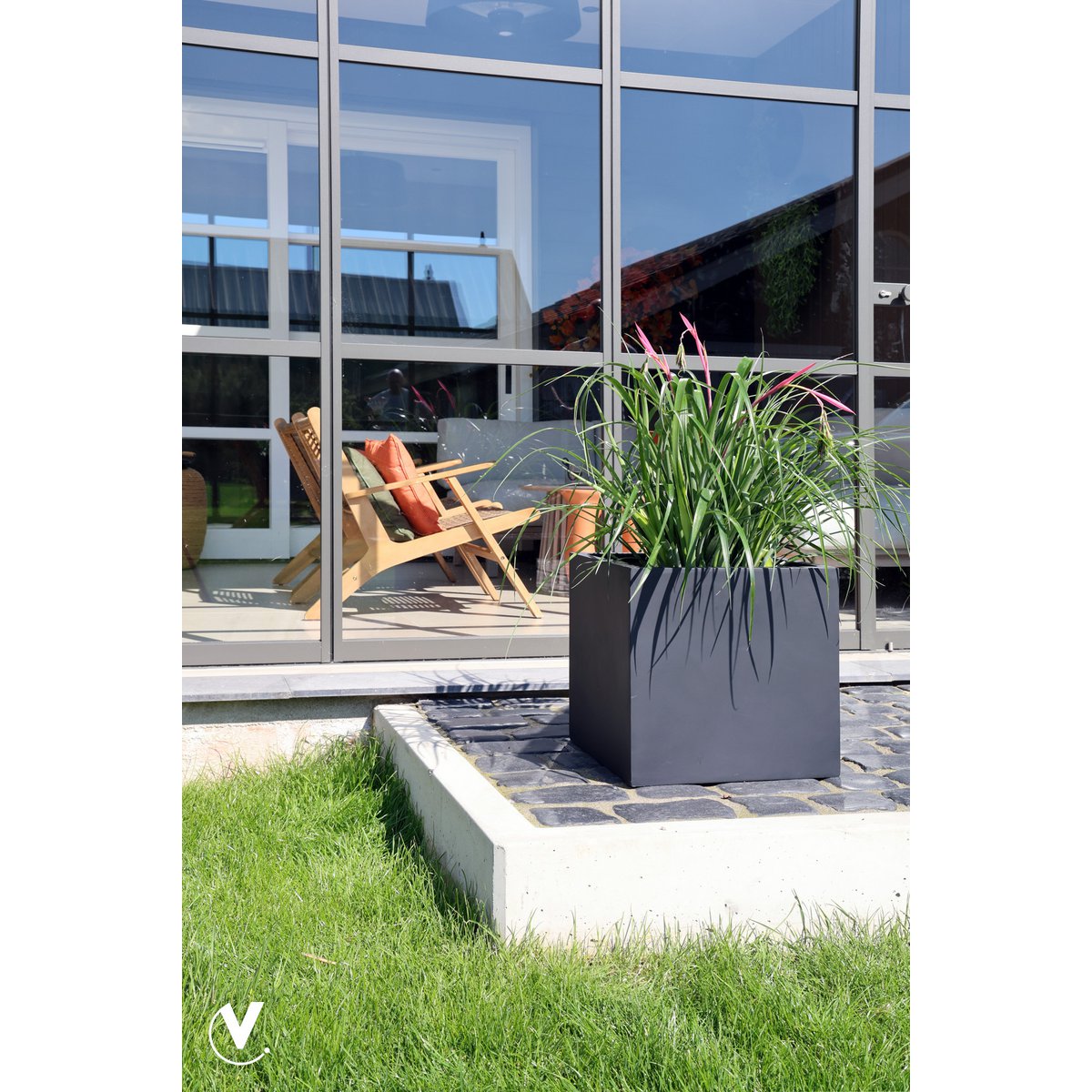 Plantenbak fiberstone 40x40x40 cm zwart