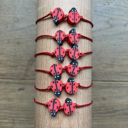 Luna Leena Kinderarmband Lieveheersbeestjes Rood Sluitknoop