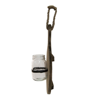 Glazen Vaasjes in Houder 27x13x38 cm Bruin Hout Plantenhouder