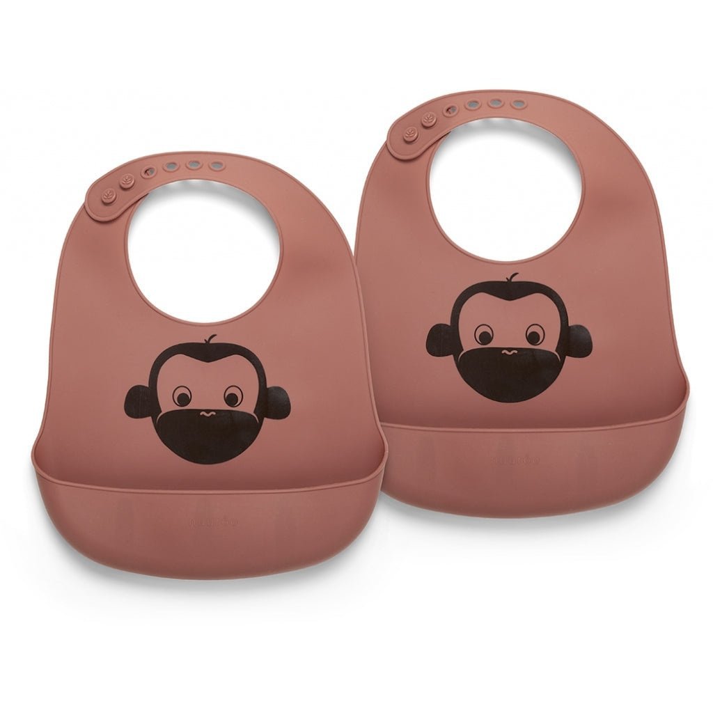 Slabbetje siliconen 2-pack mahonie 22.5x29 cm