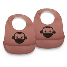 Slabbetje siliconen 2-pack mahonie 22.5x29 cm