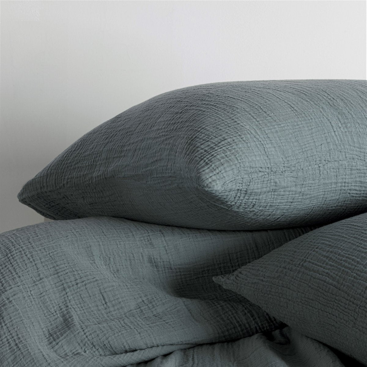 Dekbedovertrek 140x220 cm katoen mousseline petrolblauw
