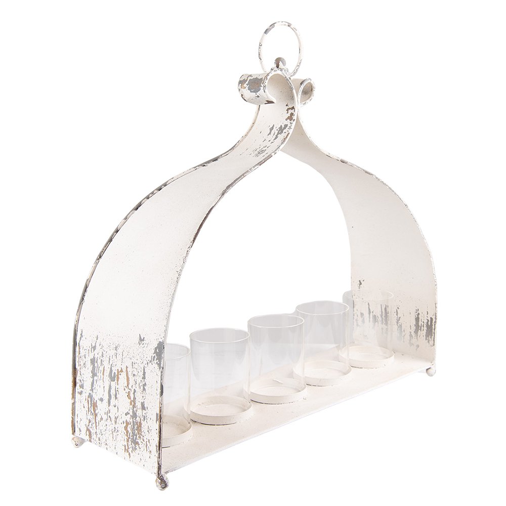 Theelichthouder 53x16x50 cm beige metaal glas