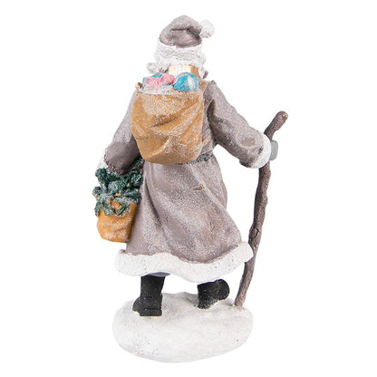 Beeld Kerstman 21 cm Grijs Bruin Kunststof Kerstdecoratie