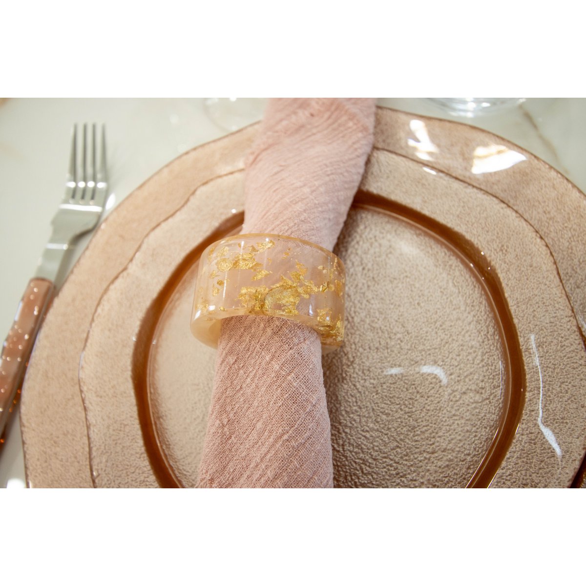Set van 4 handdoekringen hars goud roze 5.5 cm