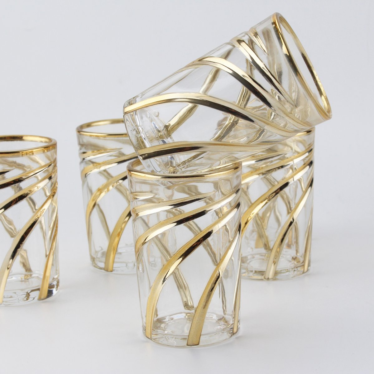 Golden Spiral Tea Cups - Lot of 6