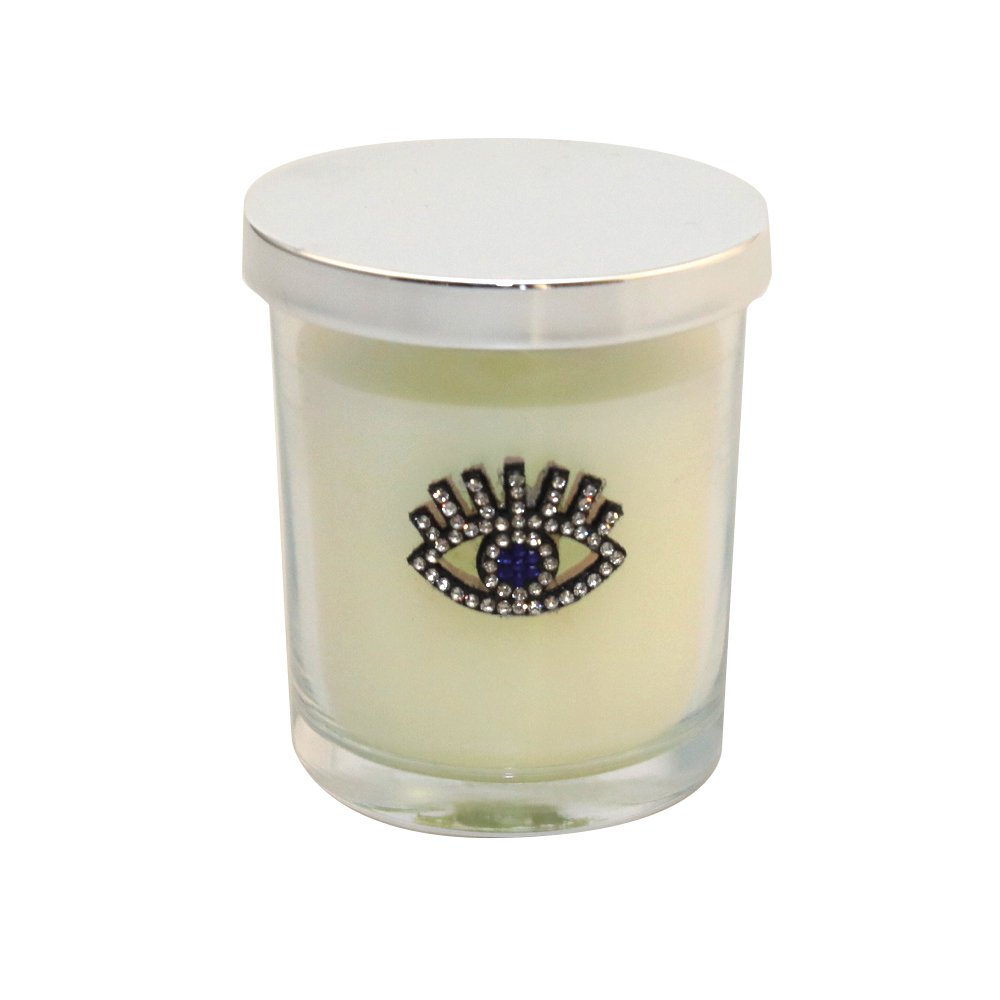 Geurkaars zilver glas patchouli 7x7x8,5 cm