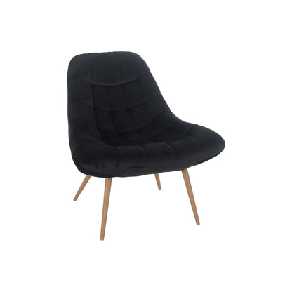XXL velvet armchair black wood-look metal