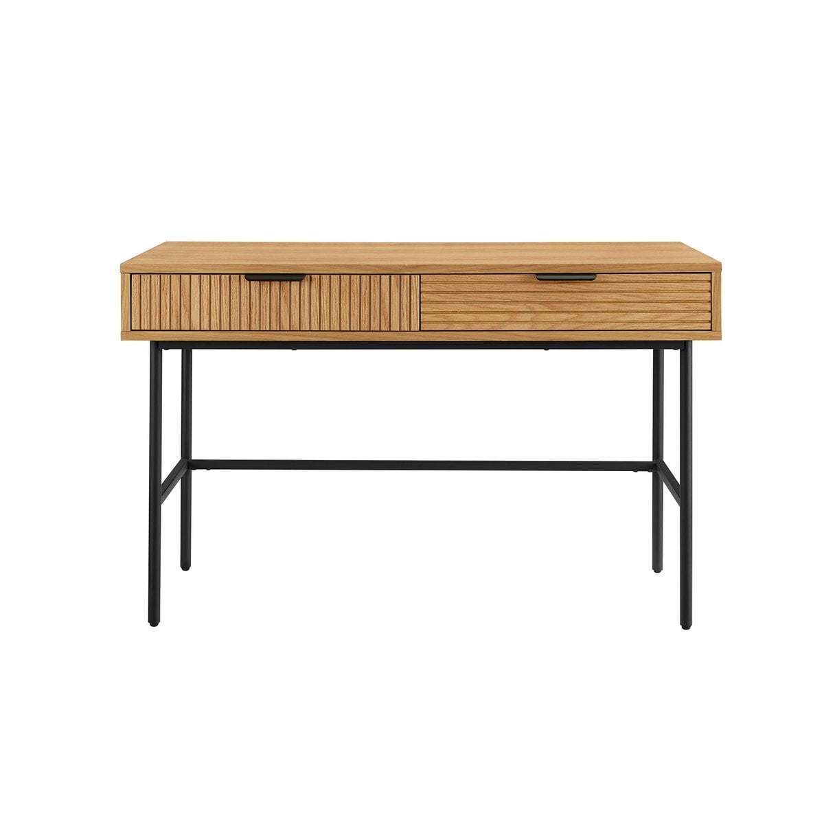 Bureau 120x60x75 cm eikenfineer zwart metaal