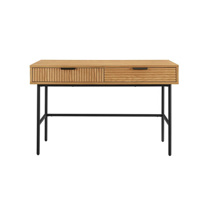 Bureau 120x60x75 cm eikenfineer zwart metaal