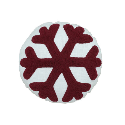 Kussenhoes rond 45 cm rood wit sneeuwvlok