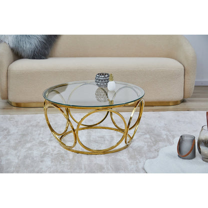Salontafel Ø 80x40 cm goud glas