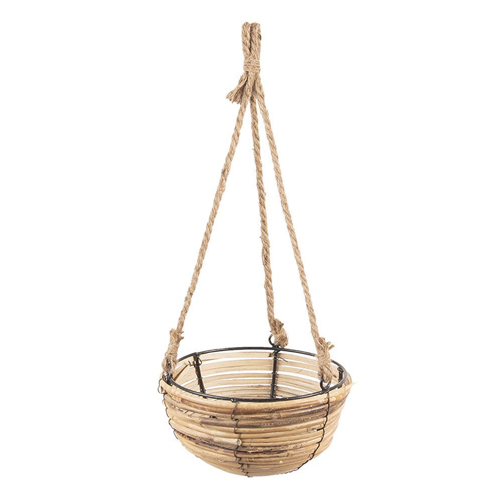 Plant Hanger Set of 3 Brown Rattan Hanging Planter
