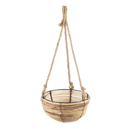 Plant Hanger Set of 3 Brown Rattan Hanging Planter