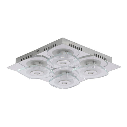 LED wand- en plafondlamp Lucca 31x7x31 cm metaal glas