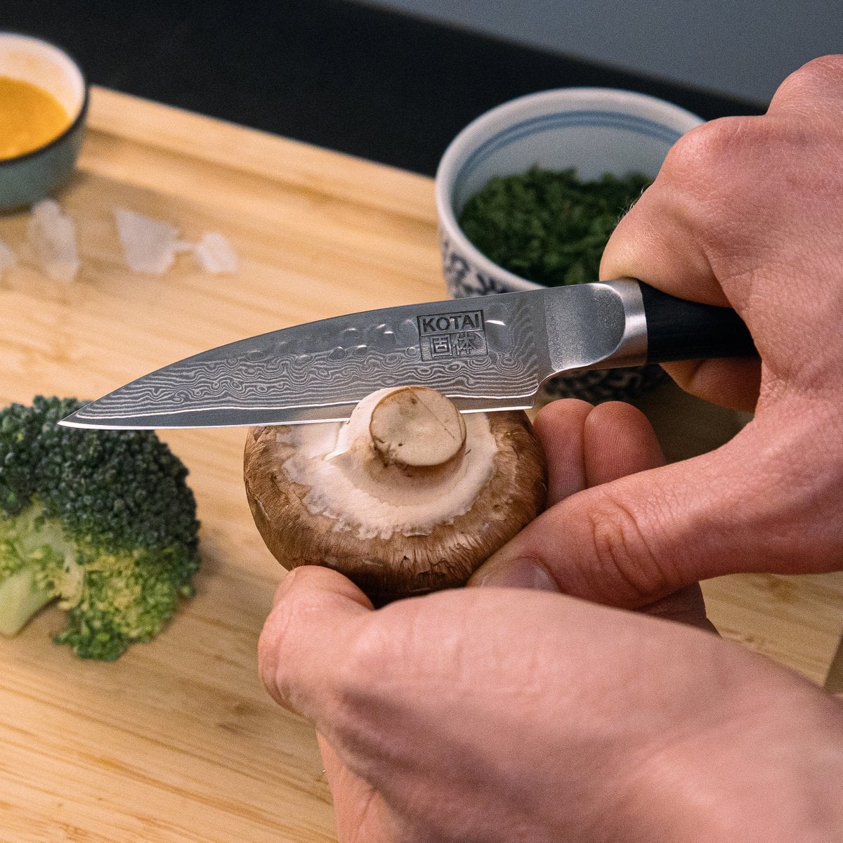 Damascus messenset 2 stuks schilmesje santoku