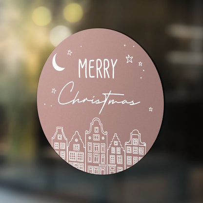 Kerststicker huisjes Ø 30-60 cm