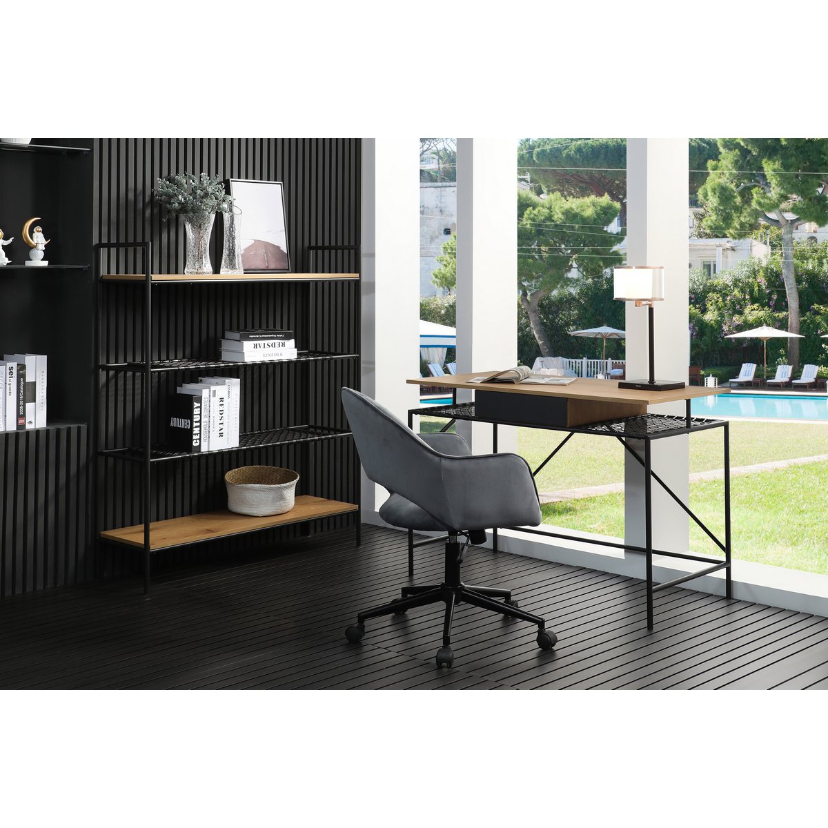 Bureau 110x55x76 cm naturel MDF zwart