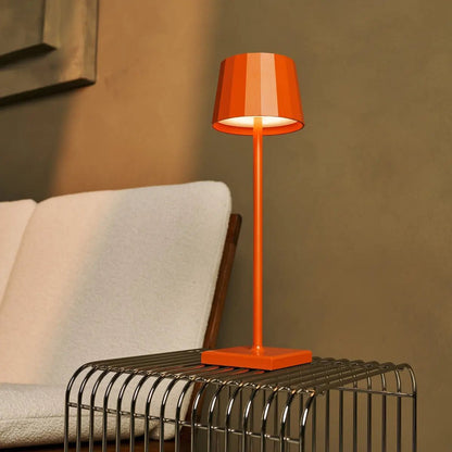 Tafellamp oranje metaalijzer draadloos dimbaar 38 cm