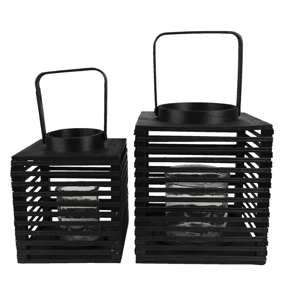 Wind Light 17x17x20 cm Black Bamboo Candle Holder
