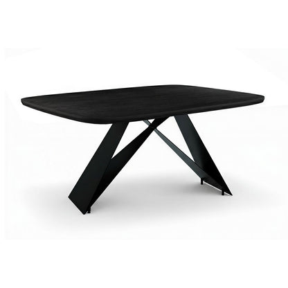 Eettafel 240x100 cm massief mangohout zwart metaal