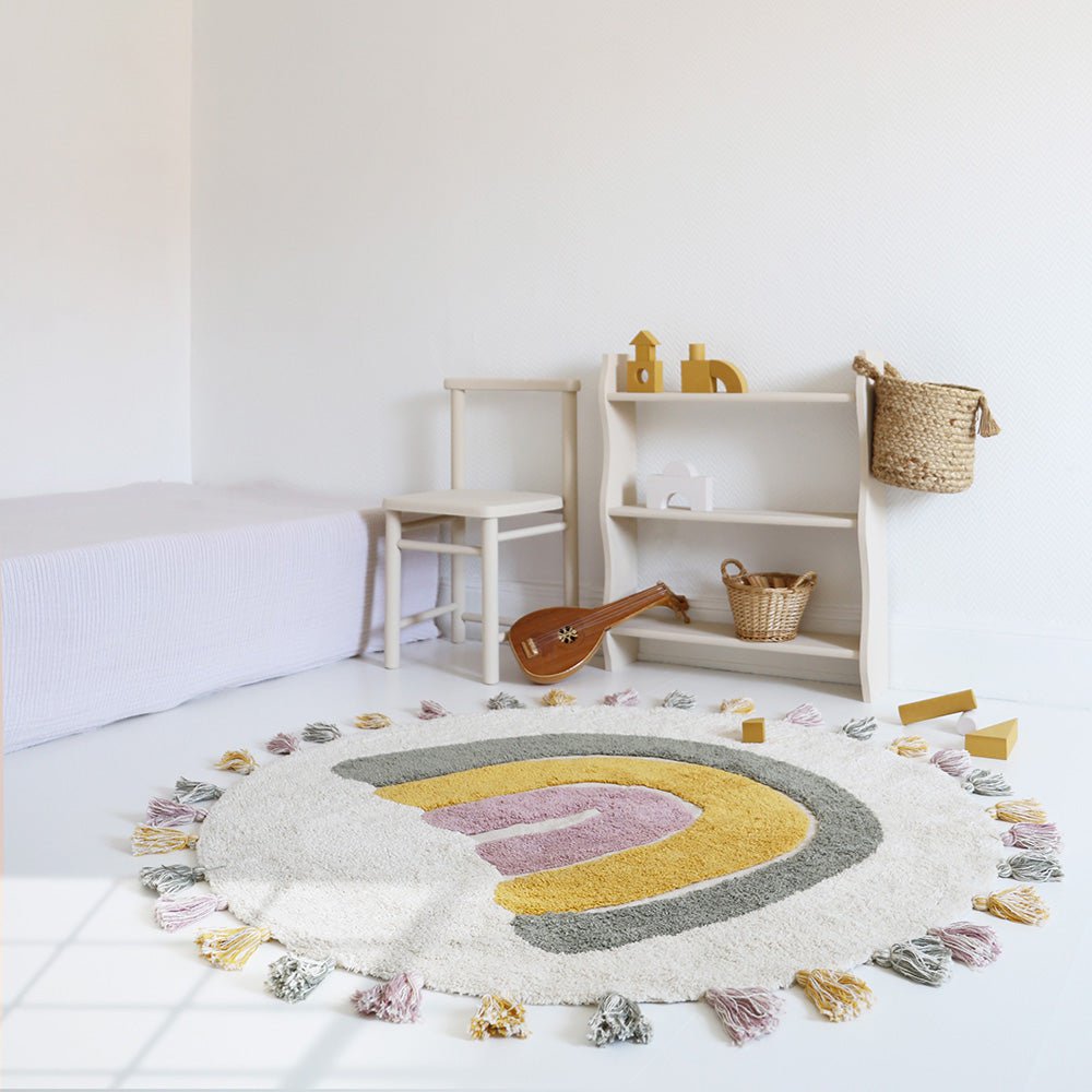 Vloerkleed kind 110 cm katoen regenboog