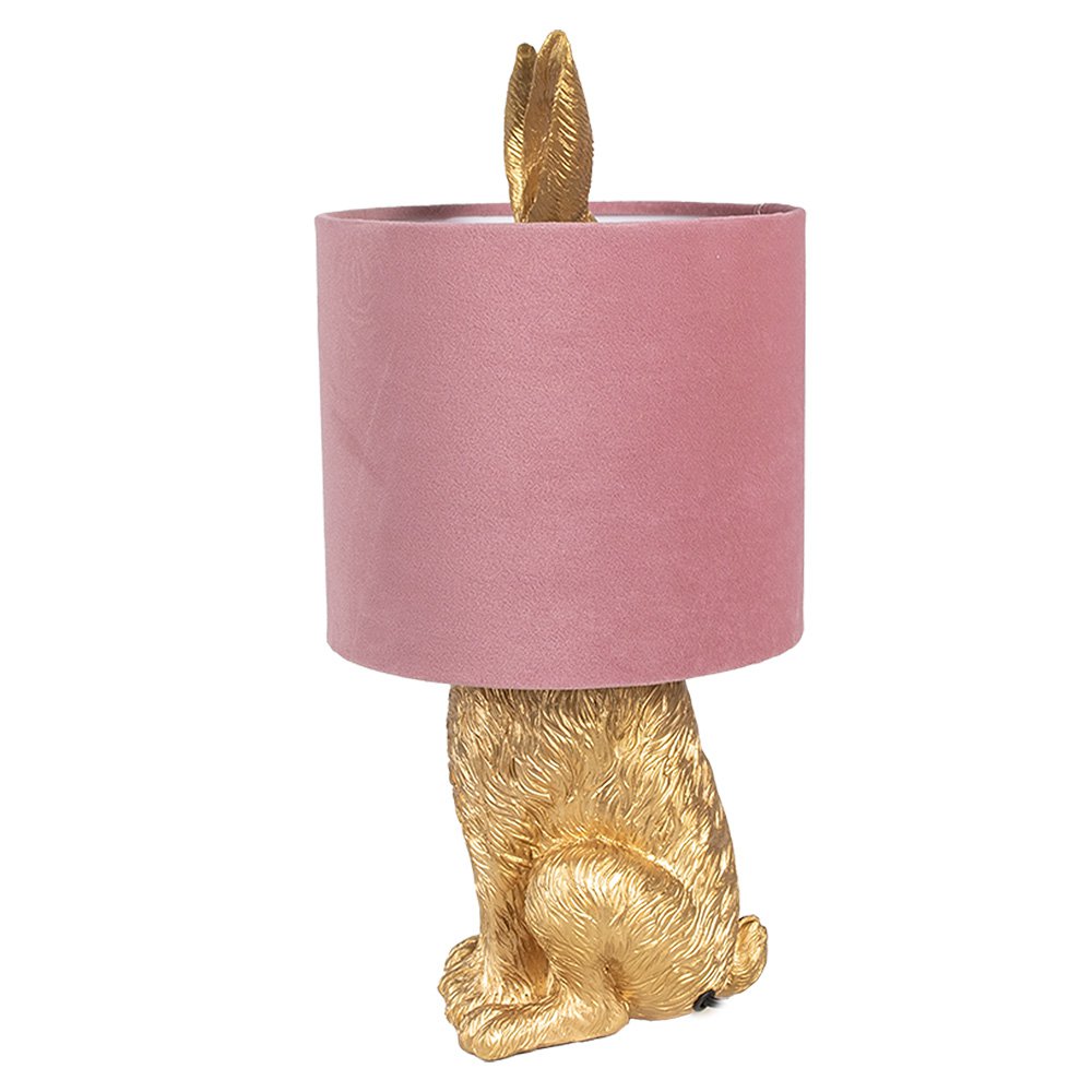 Tafellamp konijn 20x43 cm goudkleurig roze polyresin