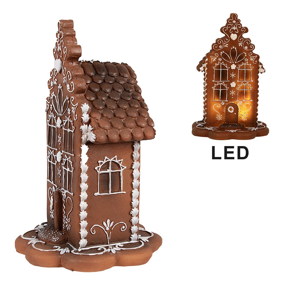Gingerbread house with LED 20 cm Brown Polyresin Gingerbread house