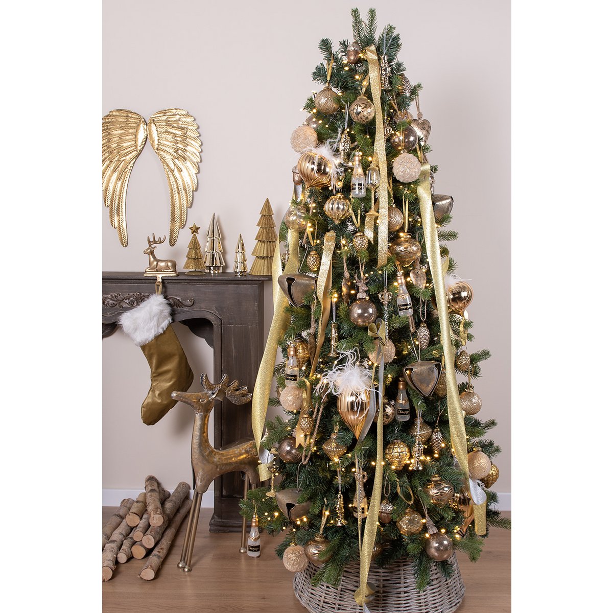 Kerstboom decoratie 30 cm goudkleurig ijzer