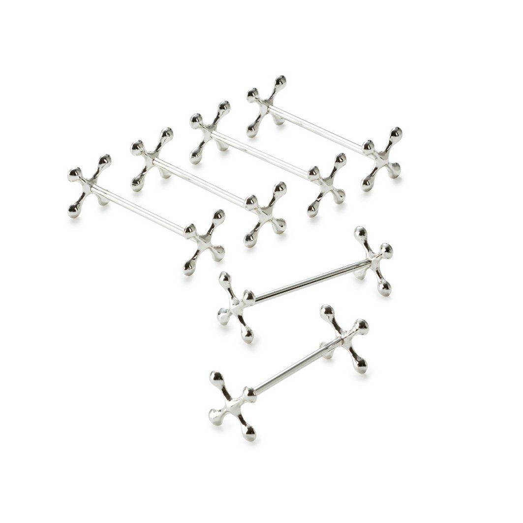 Messteun 6 stuks edel verzilverd 7 cm