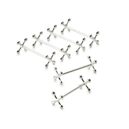 Messteun 6 stuks edel verzilverd 7 cm