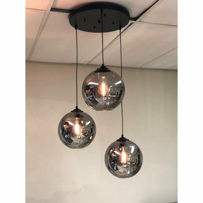 Hanglamp smoke glas 3 bollen Ø25 cm
