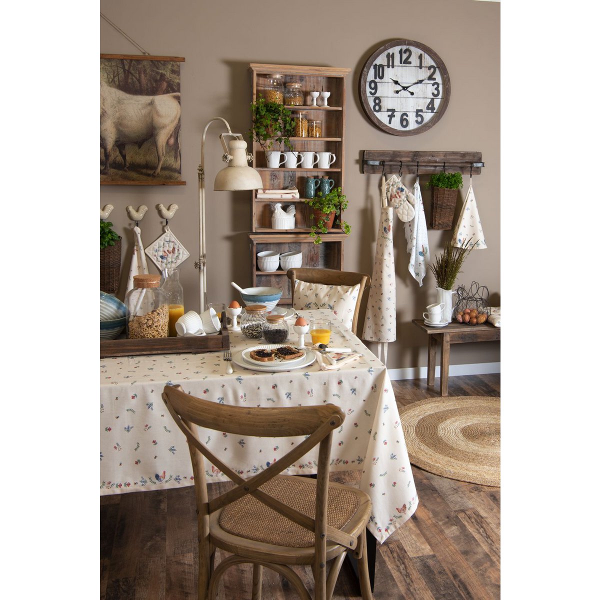 Wall hanging 100x75 cm Brown Linen Cow Wall Hanging