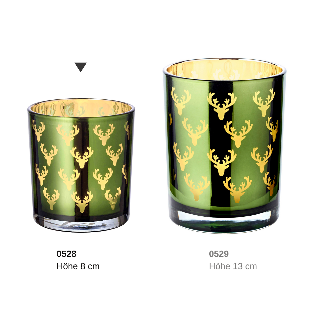 Theelicht glas groen H 8 cm