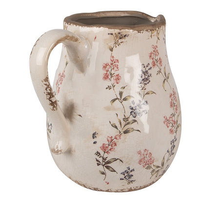 Decoratie Kan 21x16x20 cm Beige Roze Keramiek Bloemen Schenkkan