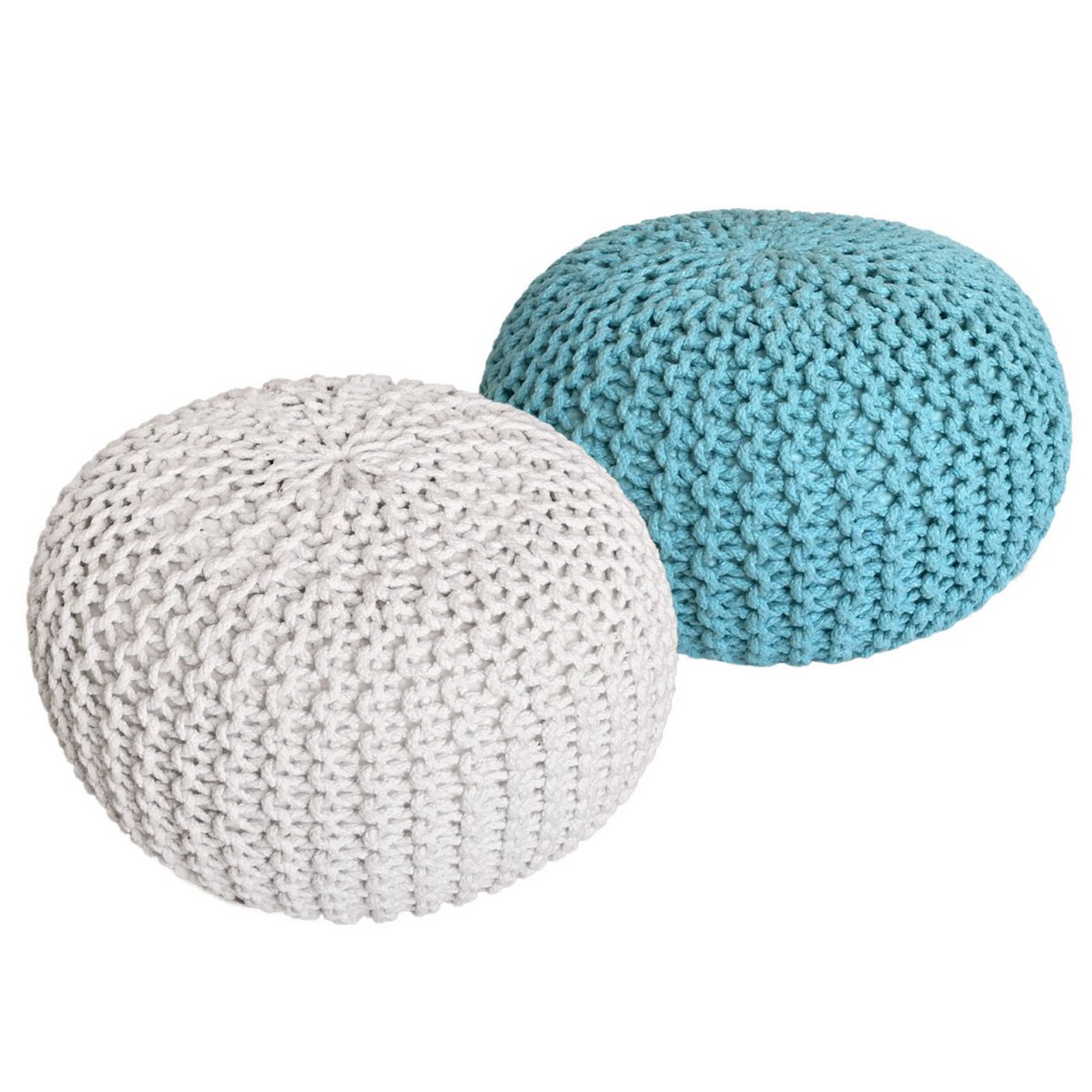 Poef set 2 stuks Ø55x37 cm grofgebreid