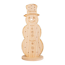 LED wooden decorative column "snowy" small, Christmas decorations made of wood in nature, with firmly installed LEDs, for outdoor use