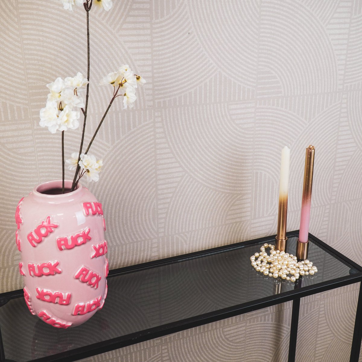 Vaas keramiek roze 17x17x27 cm