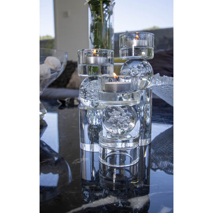 Kandelaar glas 6x6x19.5 cm transparant