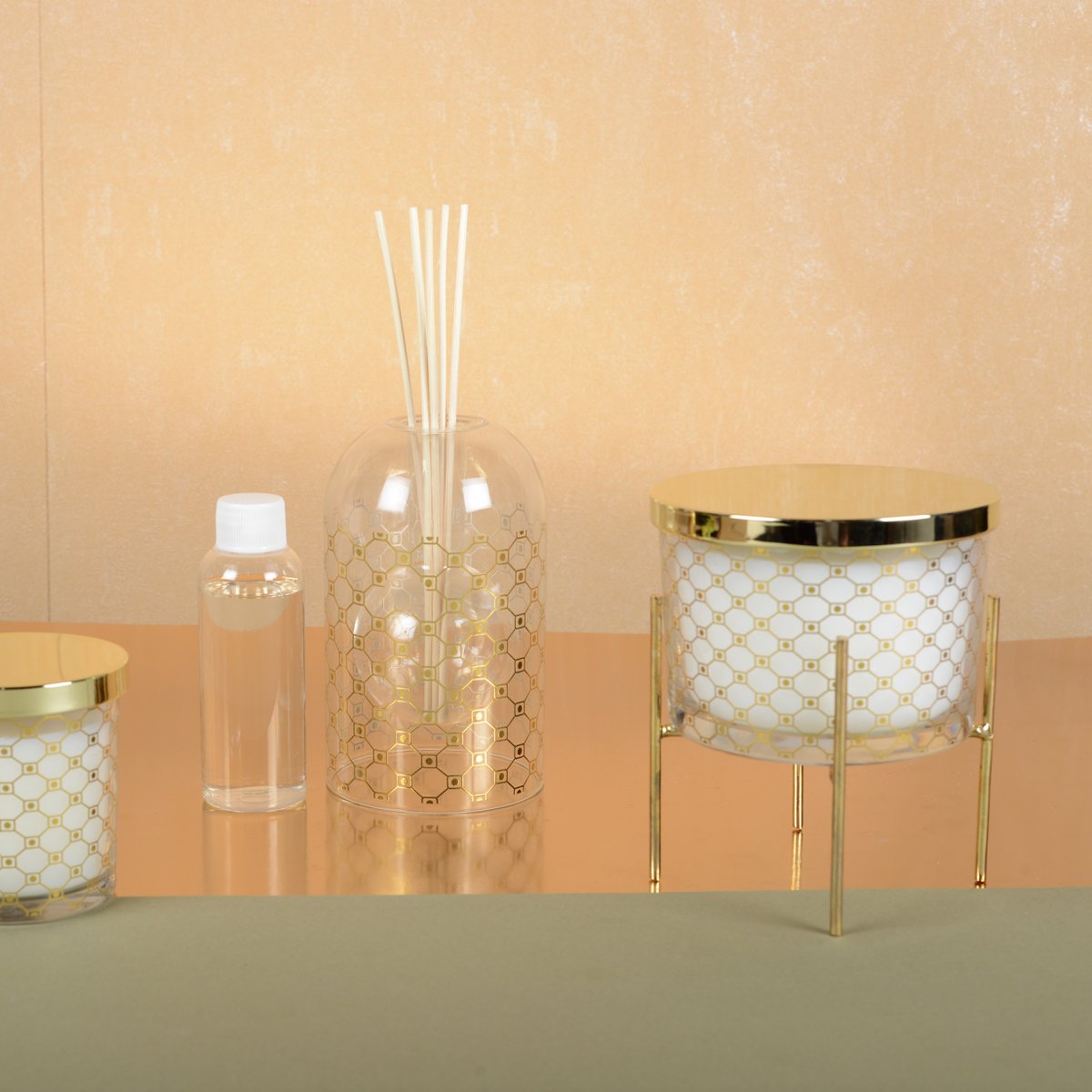 Diffuser glas goud 8,5x14 cm musk