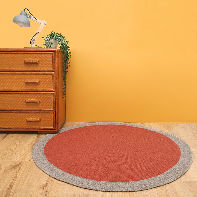 Kindertapijt gevlochten wol 20 cm rond rouille