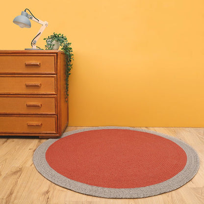 Kindertapijt gevlochten wol 20 cm rond rouille
